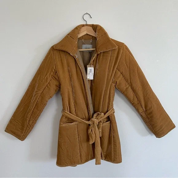 Rachel Comey Herald Gold Silk Velvet Blend Belted Coat Jacket NWT - Picture 2 of 10